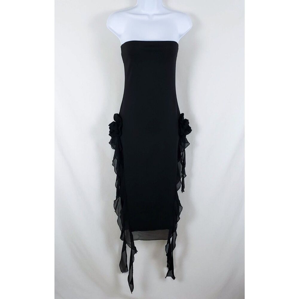 SHESEEWORLD Euro Summer Romantic Strapless Cocktail Dress Womens S Ruffles Black